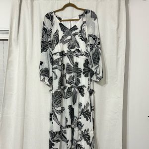 Black and white floral maxi dress